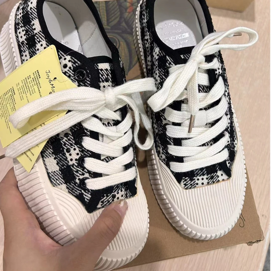 厚底板鞋时尚山地脚蹬女鞋帆布鞋休闲平底鞋厚鞋潮鞋15201W