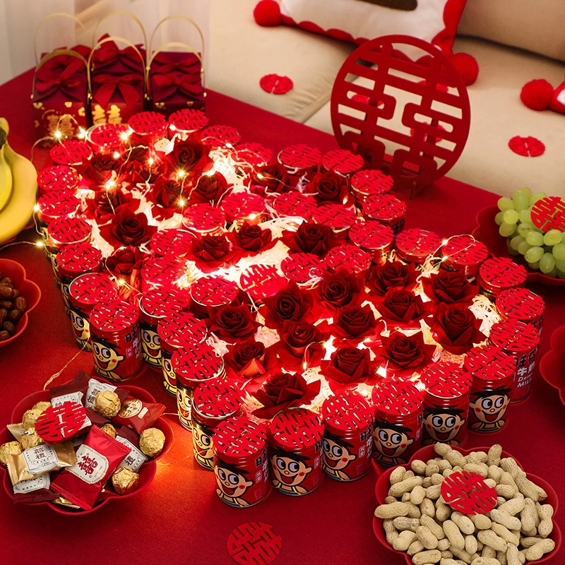 旺仔爱心结婚模具订婚茶几场景布置婚庆婚房套装装饰心形喜字摆件