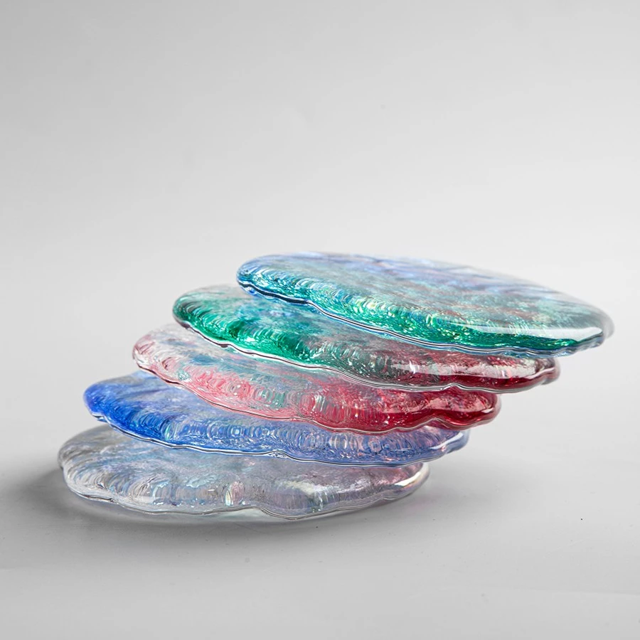 伍家坊 透明水晶玻璃冰块手工茶杯水晶琉璃加厚耐热茶杯杯垫托盘