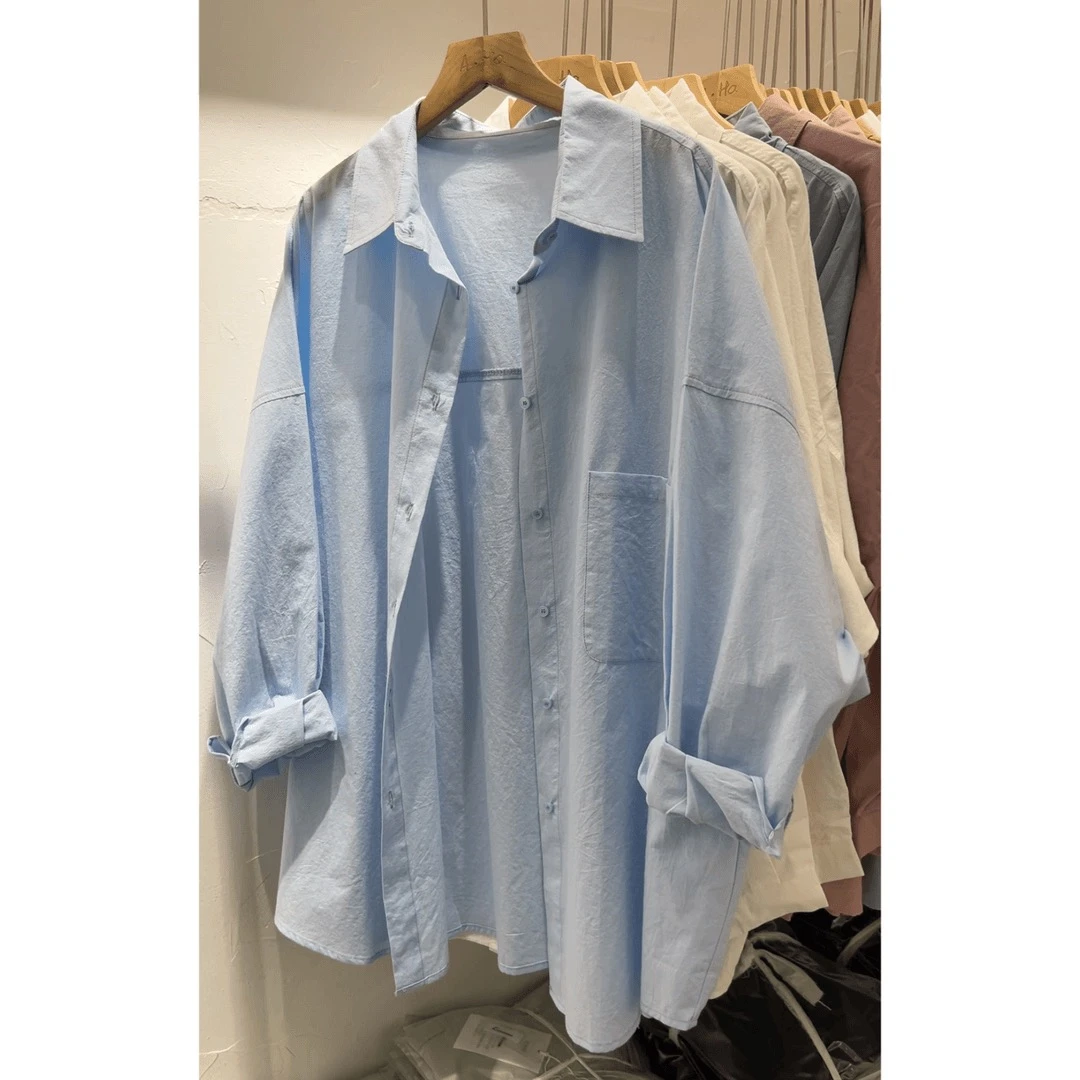 大版复古chic衬衫纯棉80-180斤 (不是两件套)