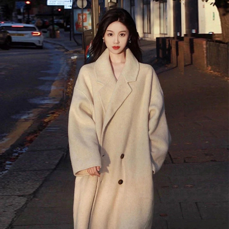 羽绒内胆大衣女冬季加厚2024年新款爆款中长款双面毛呢子大衣外套