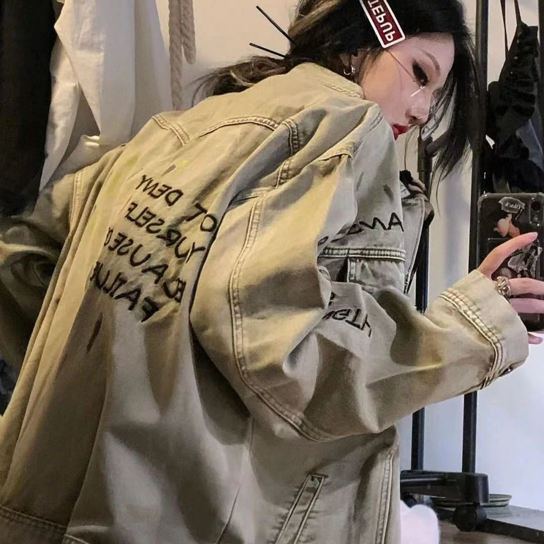 2024新款牛仔外套女美式ins宽松复古设计感潮牌上衣