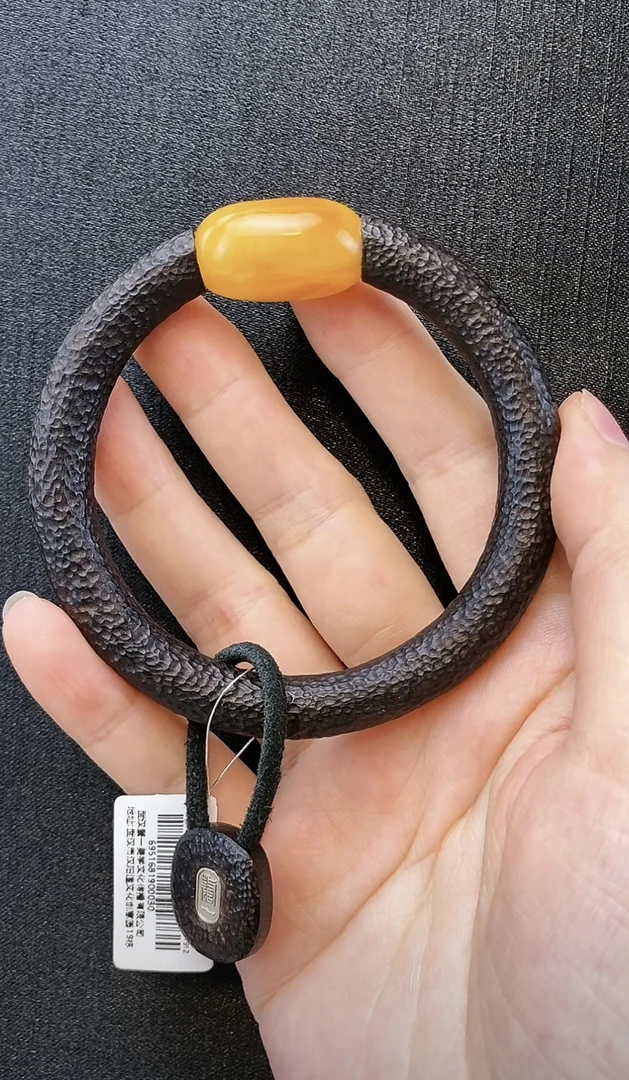 紫光檀+蜜蜡手镯简约大气