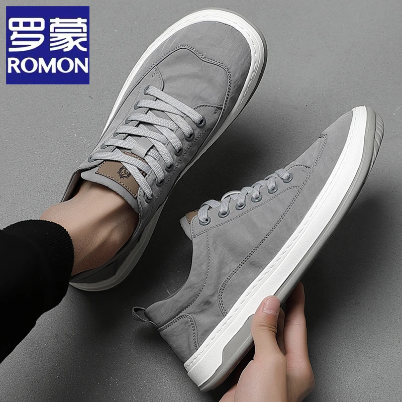 Romon/罗蒙男鞋运动潮鞋防滑秋季春季系带圆头春秋板鞋休闲运动