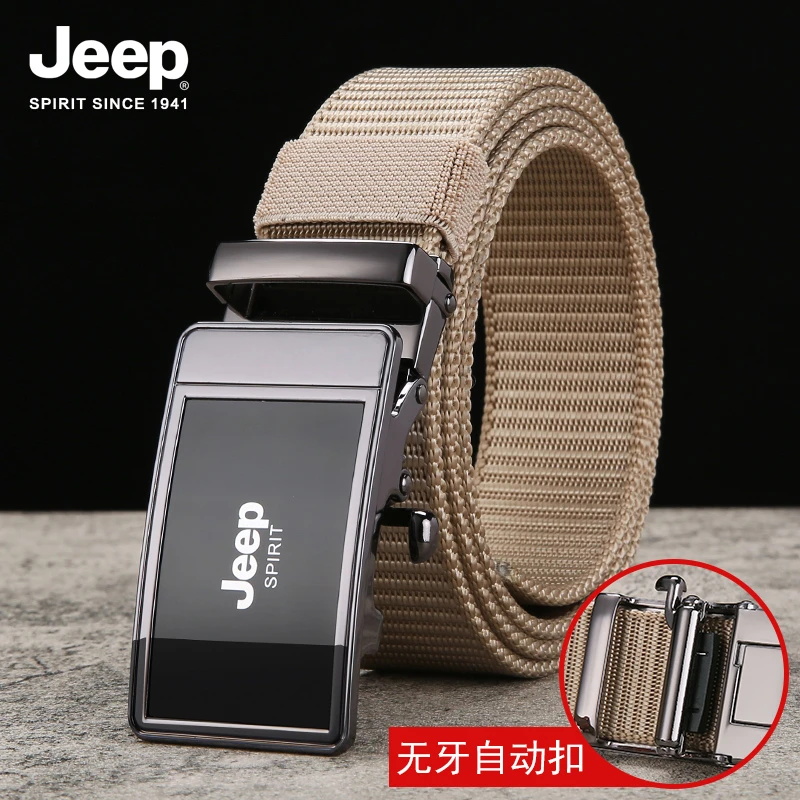 JEEPSPIRIT男士皮带帆布高端无牙自动扣腰带户外时尚百搭皮带男款