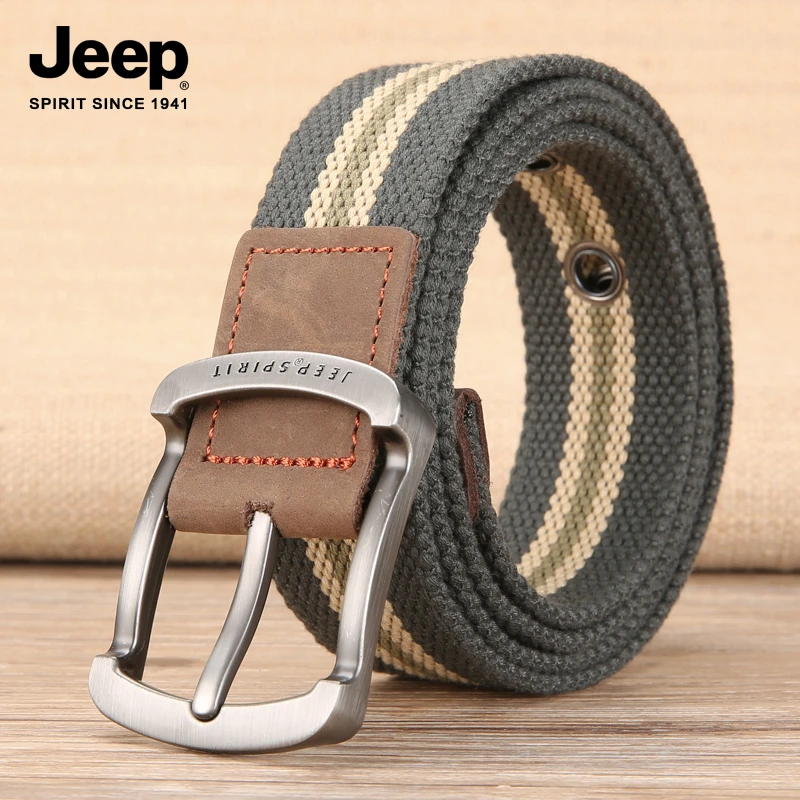JEEP SPIRIT帆布腰带男士皮带休闲年轻人潮流牛仔针扣编织裤带