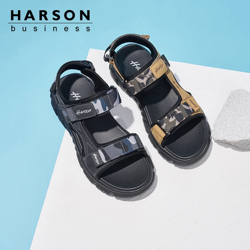 哈森凉鞋男秋季新款软底舒适拖鞋男士时尚运动沙滩鞋软面户外潮鞋