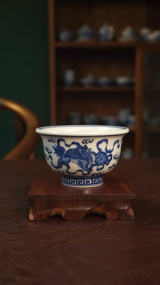 【闪购商品】陶瓷黄振匠造狮子压手杯