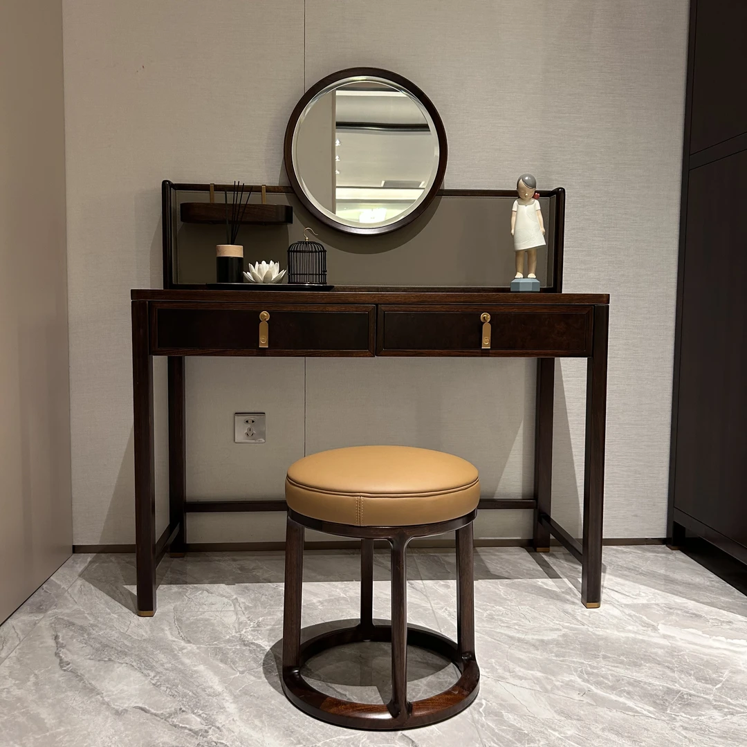 【璞悦】国潮新中式黑檀木妆台简奢时尚全实木卧室梳妆台椅桌化妆