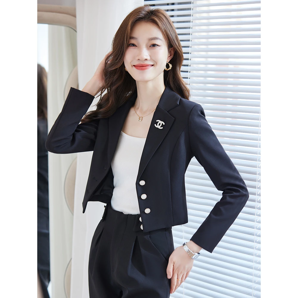 小个子女款韩版小西装外套女短款职业装气质加宽女神白白衬衫女款