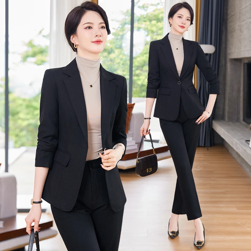 黑色西装外套女2025新款春秋职业高端气质工作服高级感正装西服