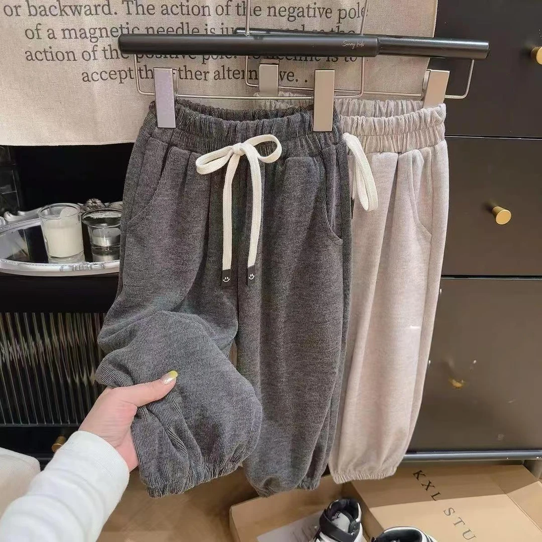 儿童秋季美拉德糯米裤男女童2024新款软糯慵懒风休闲裤