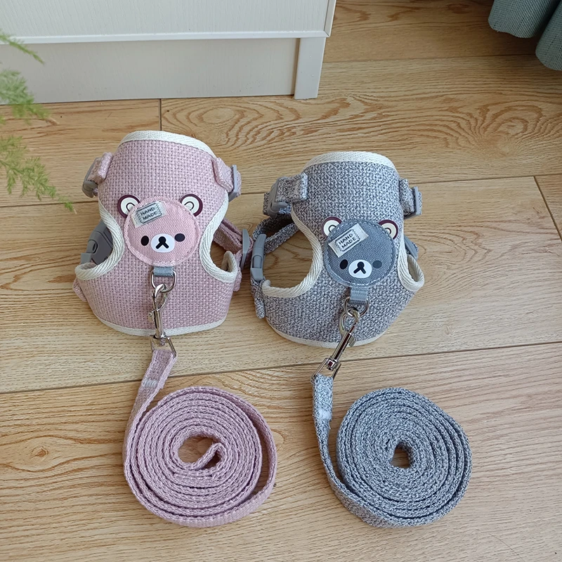 猫咪牵引绳背心式泰迪比熊小型犬胸背带狗狗遛兔子
