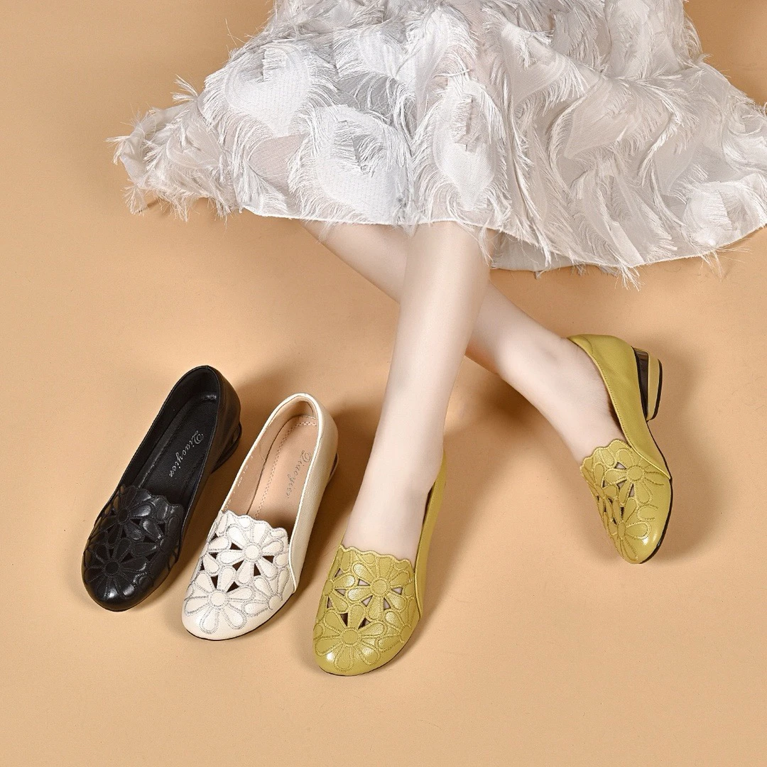 夏季新款镂空低跟芒果头单鞋俏8218