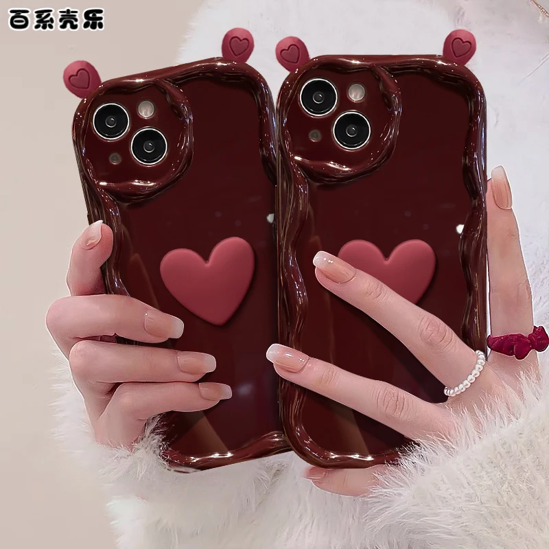 新年红爱心耳朵苹果15华为/vivo/oppo/小米iPhone14promax手机壳
