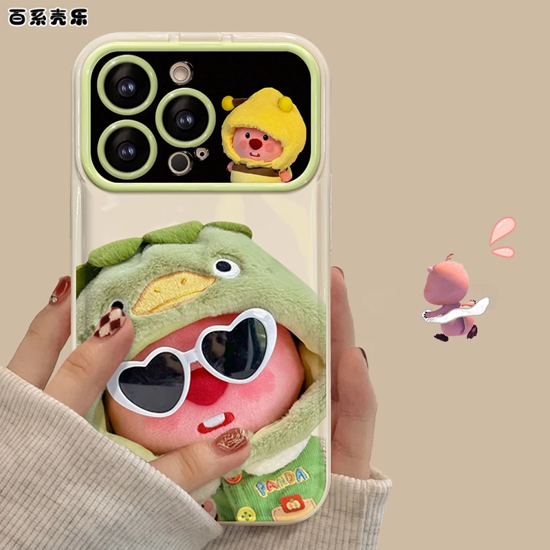 墨镜露比苹果华为vivo/oppo小米翻盖镜子大视窗iPhone15pro手机壳