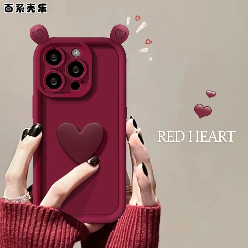 新年红苹果华为vivo女款oppo小米可爱爱心iPhone15promax手机壳
