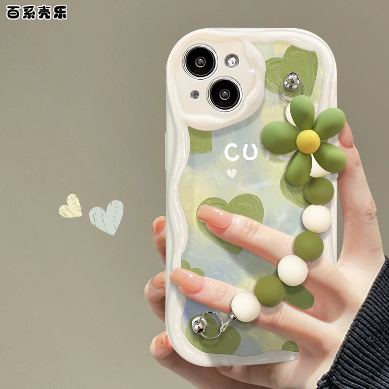 绿色爱心苹果13/华为/vivo/oppo/小米iPhone14pro精神状态手机壳