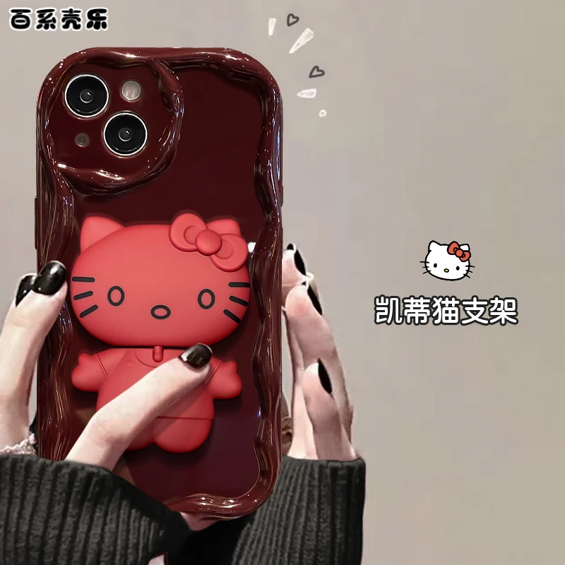 支架苹果13华为/vivo/oppo/小米kt猫镜子iPhone14promax手机壳女