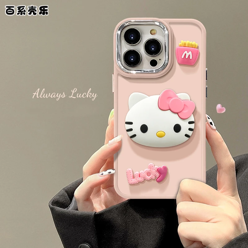 苹果13华为/vivo/oppo/凯蒂猫金属相框小米iPhone14pro创意手机壳