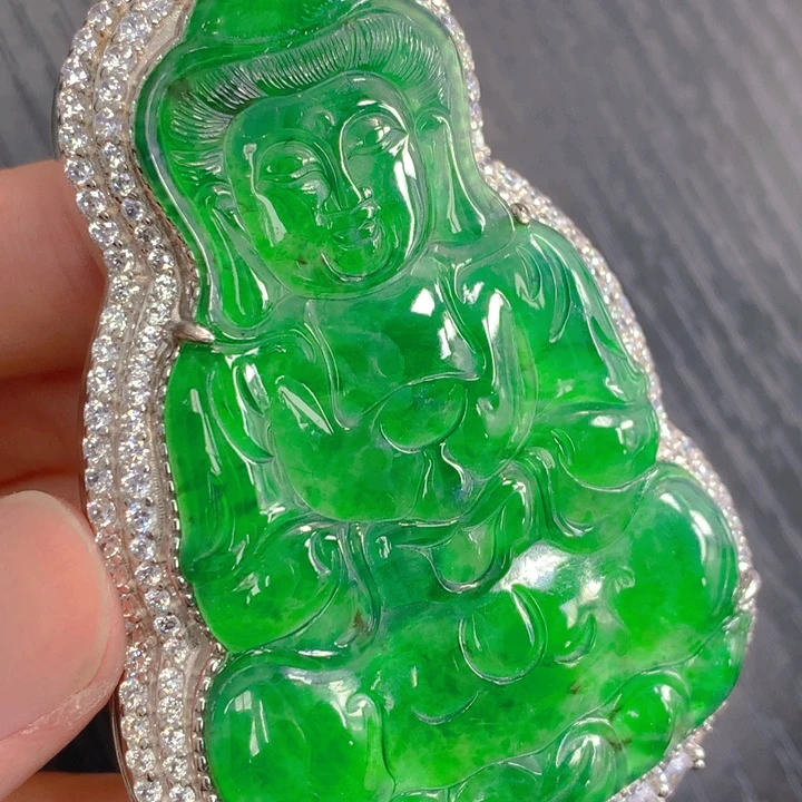 翡翠颈饰银S925镶嵌天然