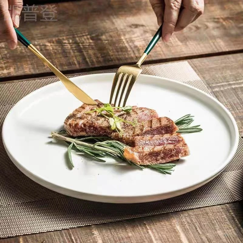 陶瓷盘子西餐牛排盘平盘北欧风餐具纯白菜盘高级碟子专用盘子