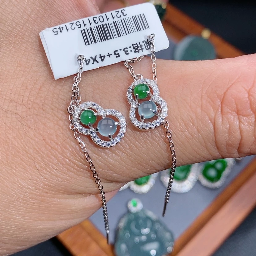 【闪购商品】翡翠耳饰银S925镶嵌