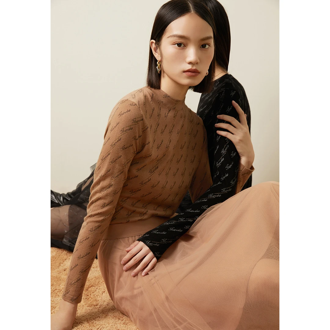 羊毛衫女秋季复古风印花针织衫上衣M730165