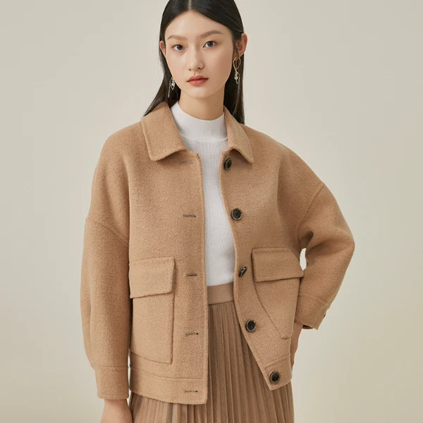 【专柜同款】曼德诗绵羊毛气质时尚外套季经典大衣D430679