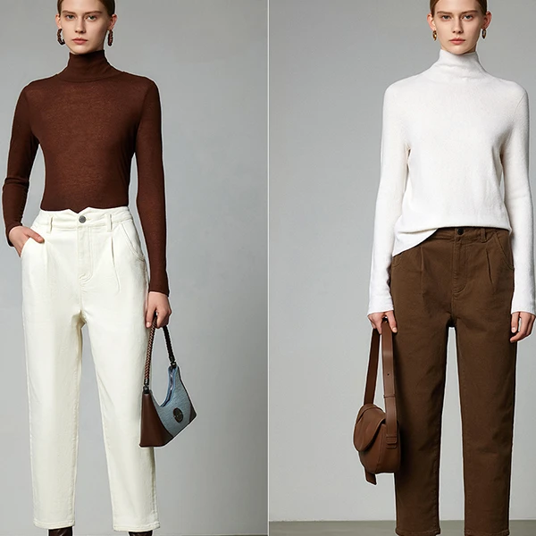 设计感纽扣高腰牛仔裤女秋季复古修身显瘦磨毛九分裤Y130612