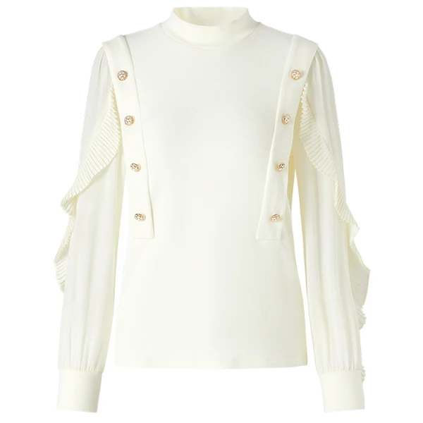 新款设计感衬衫减龄宽松蕾丝提花小衫Y314306581