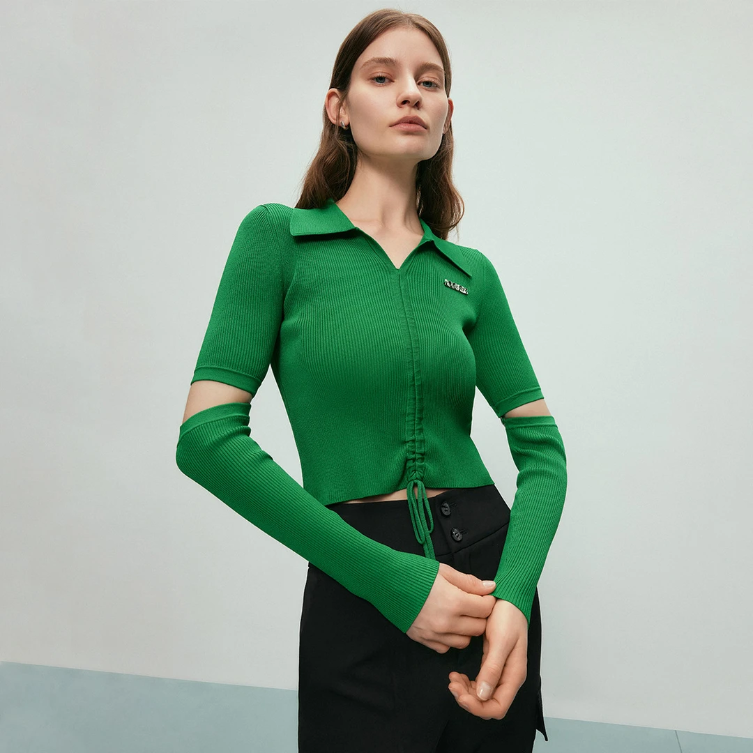 【诗语专属】POLO针织衫女2024春季修身显瘦气质套头衫Y733303355