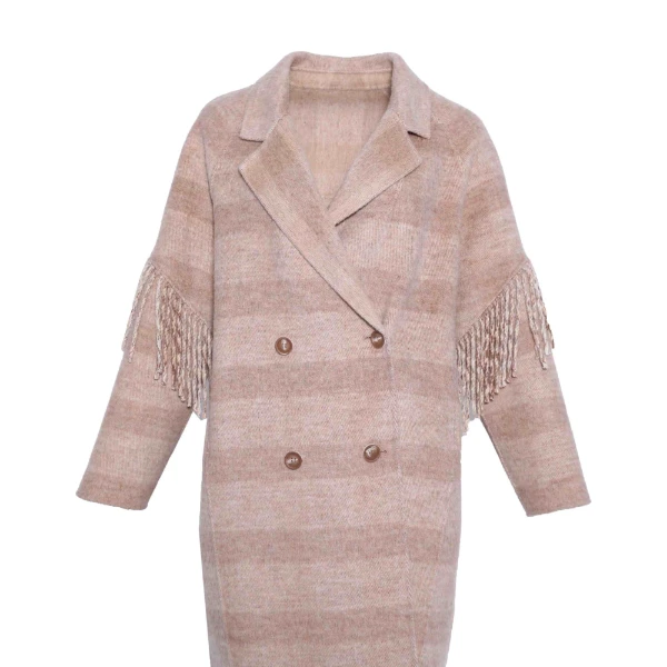 双面呢翻领大衣款时尚设计感毛呢外套Y430305