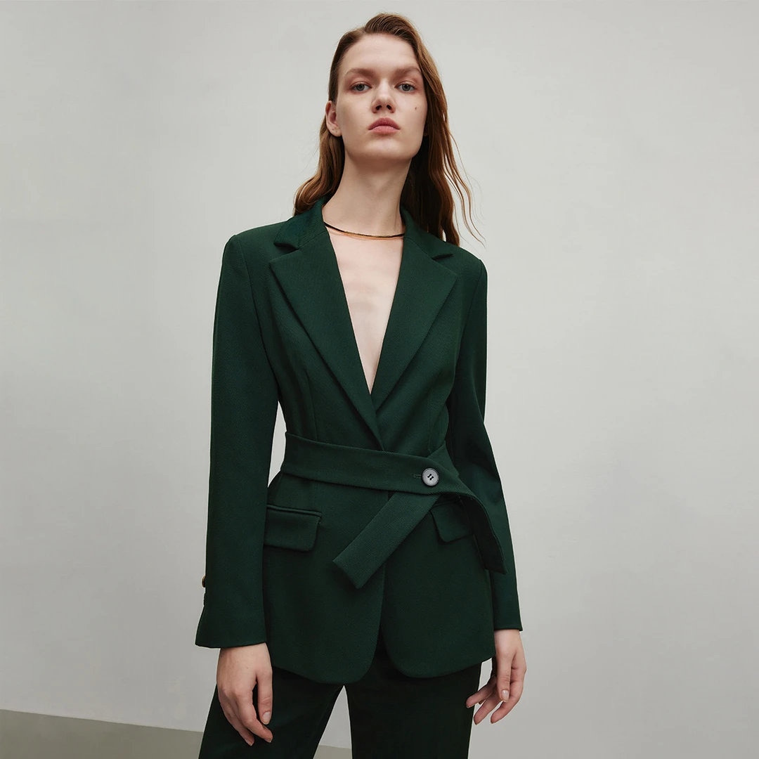 高级感通勤西服女春季干练设计感腰带收腰显瘦职业外套Y423302337