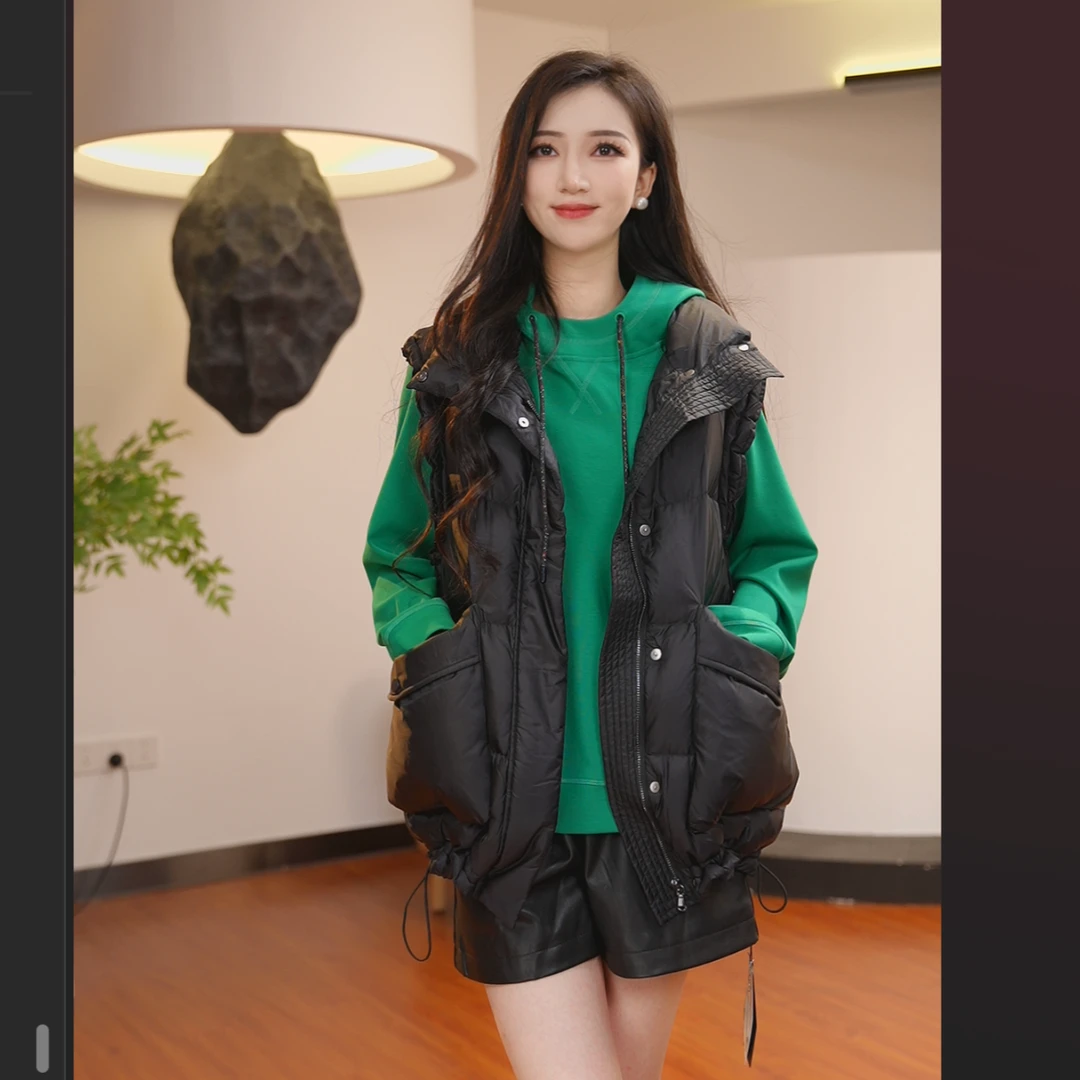 曼德诗新款立领白鸭绒背心羽绒服马甲外套Y400099