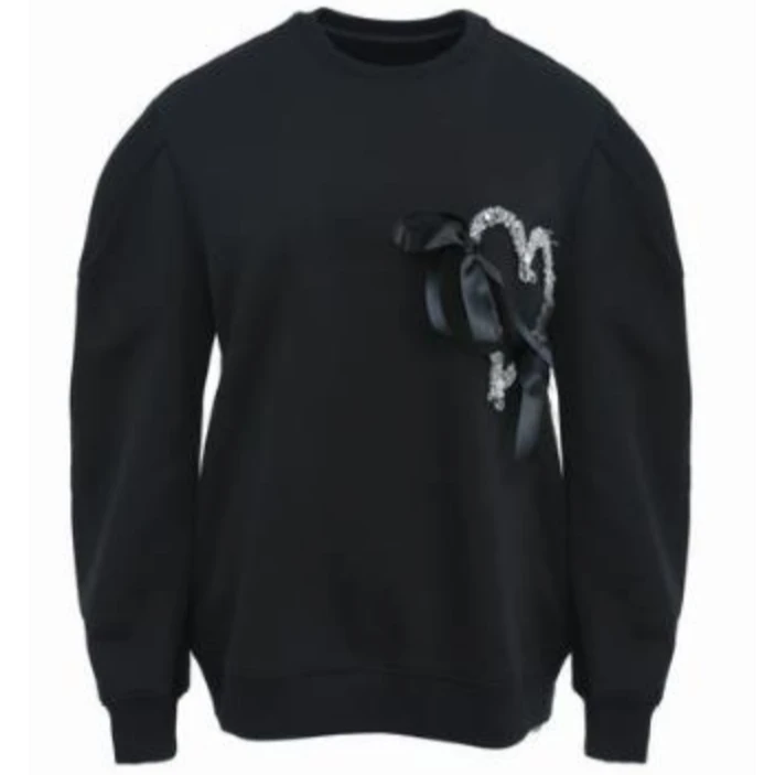 【小春子】美式宽松藏肉油画风印花圆领套头长袖上衣Y317302354