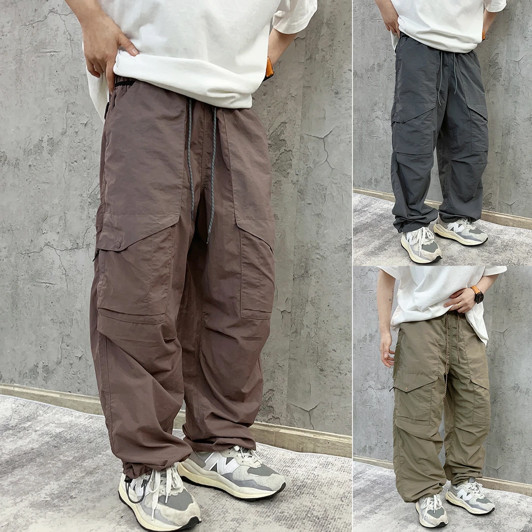 尹小鸡 户外山系宽松薄款速干轻工装伞兵休闲裤复古束脚裤男女282