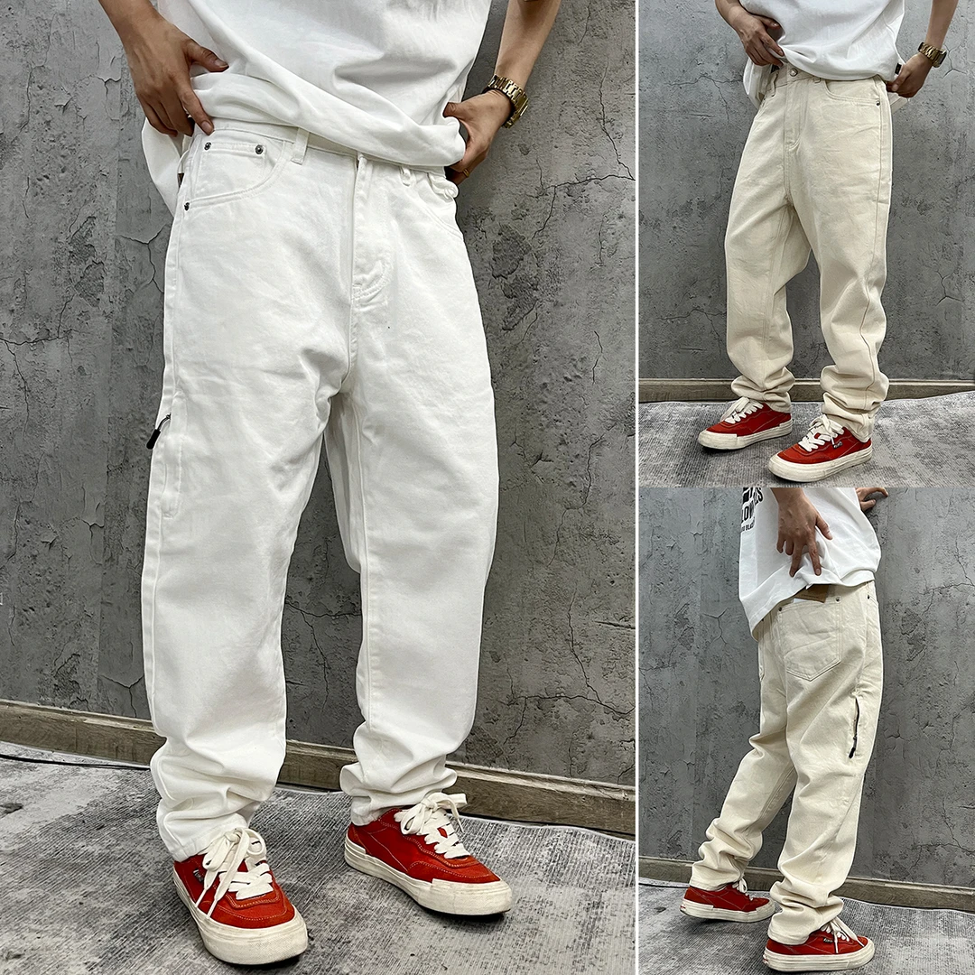 尹小鸡 美式复古百搭简约宽松直筒显瘦宽松休闲牛仔裤男女 2112