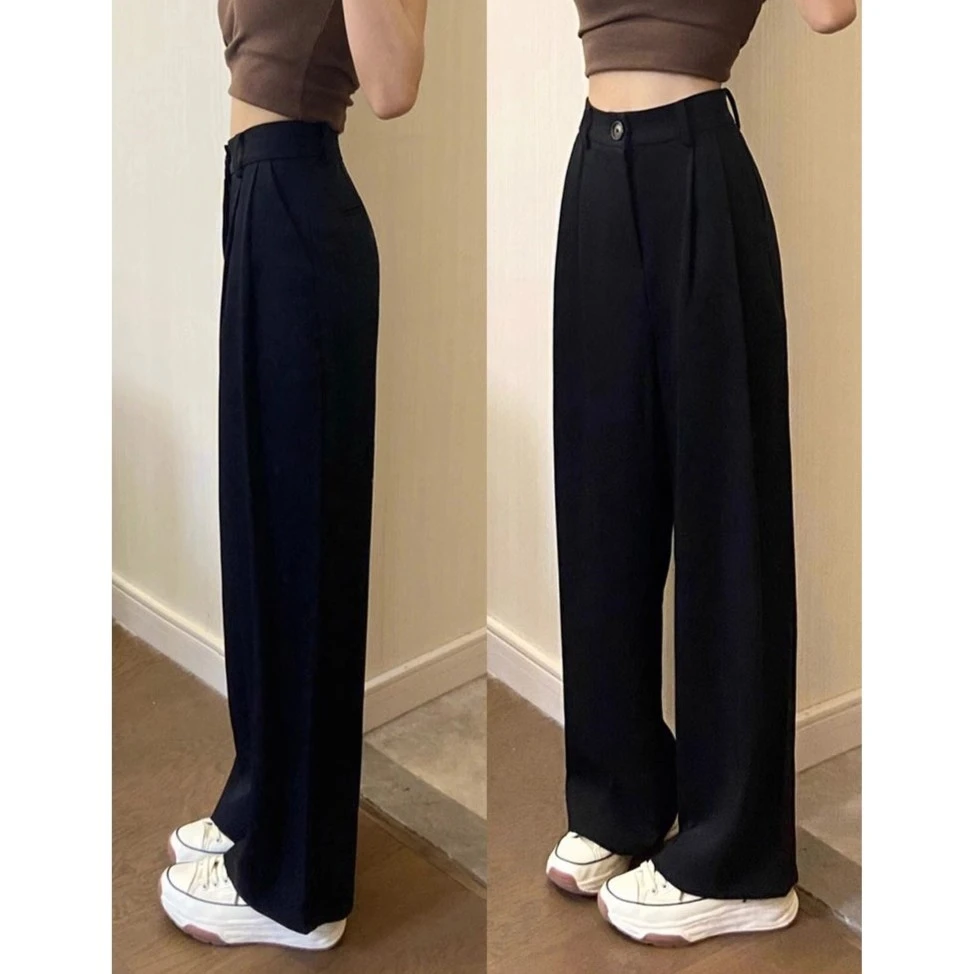 梨形身材休闲西装裤女夏季新款大码高腰垂感遮胯显瘦拖地阔腿裤子