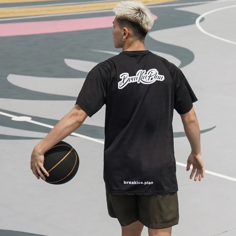 BKCXZICE破冰幻影美式运动T恤夏季冰丝速干跑步训练短袖投篮服男
