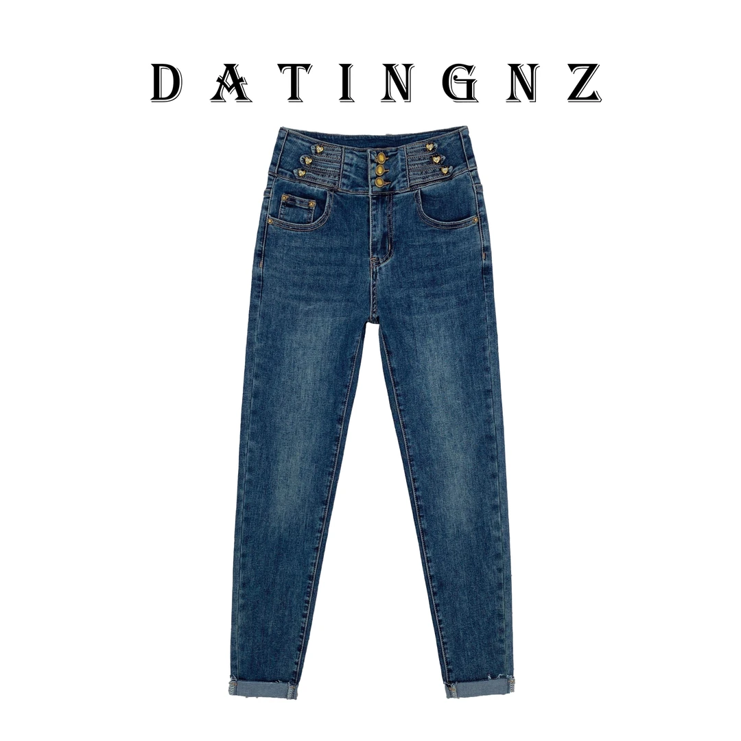 2024春秋新品高腰显瘦潮流铅笔裤时尚百搭水洗修身小脚裤A2326