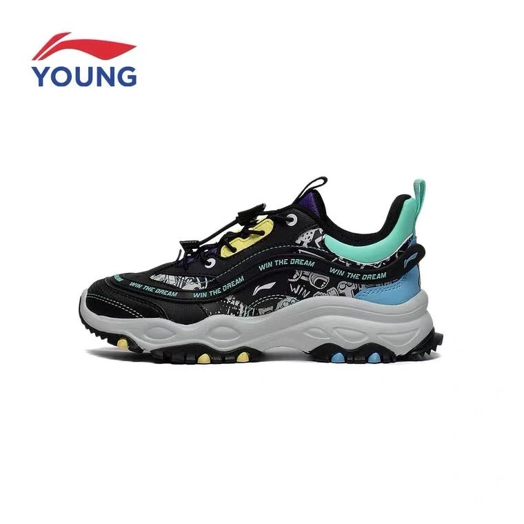 李宁童鞋休闲鞋秋冬大童时尚休闲经典缓震加绒运动鞋YKCS158跑鞋