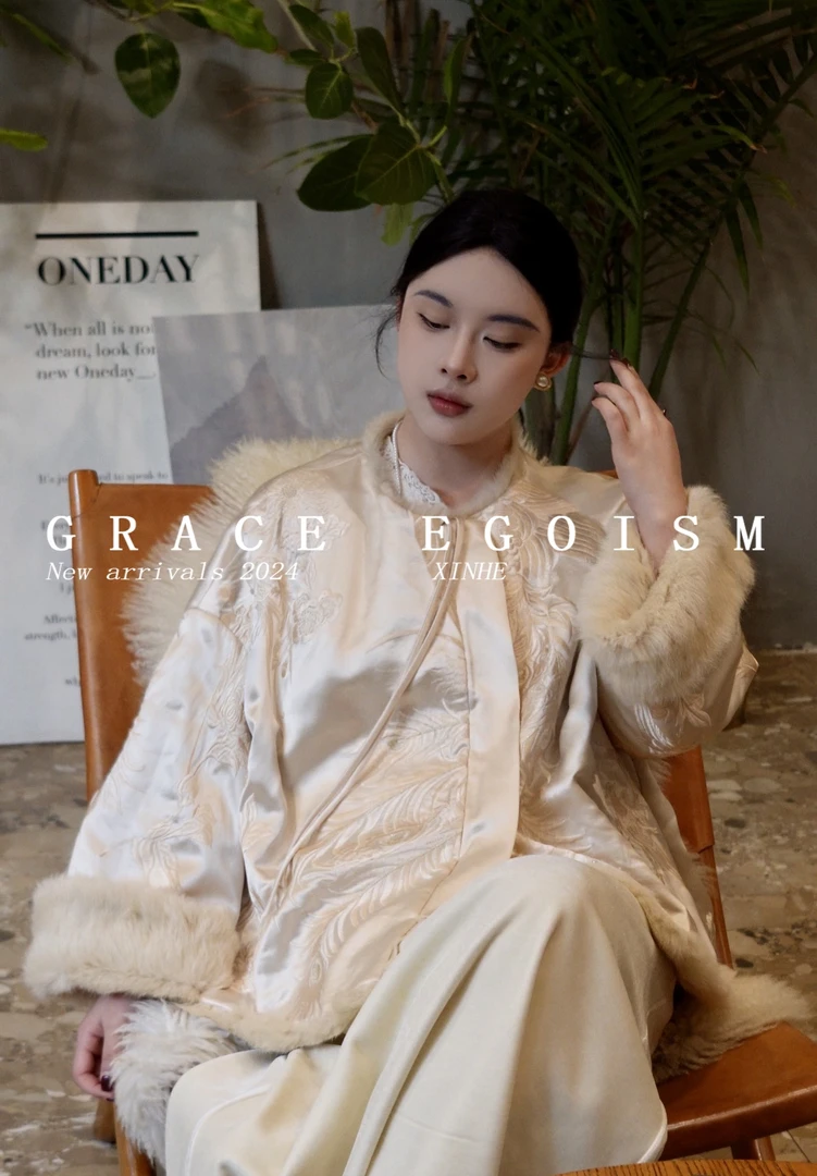 金禾【千金裘】新款新中式国风醋酸重工刺绣两面穿皮草1933