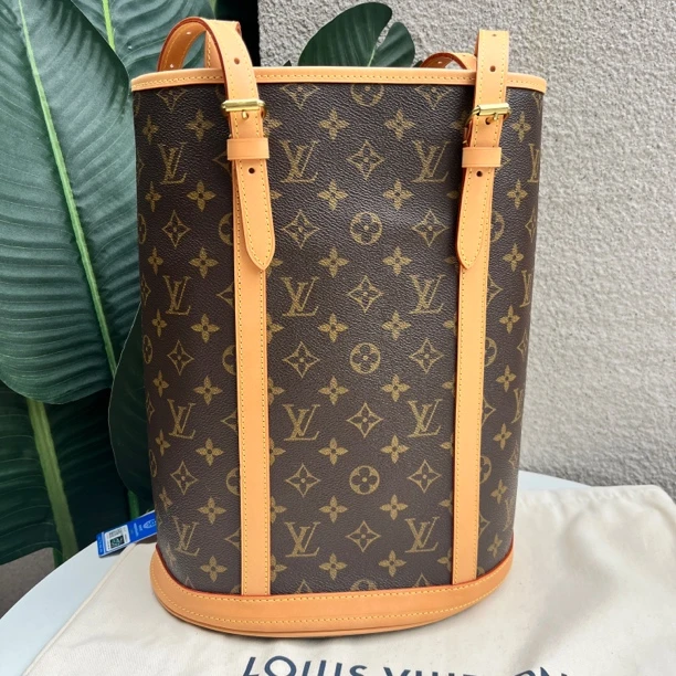 95新 LouisVuitton/路易威登 老花大水桶手提单肩包 植糅内里换新