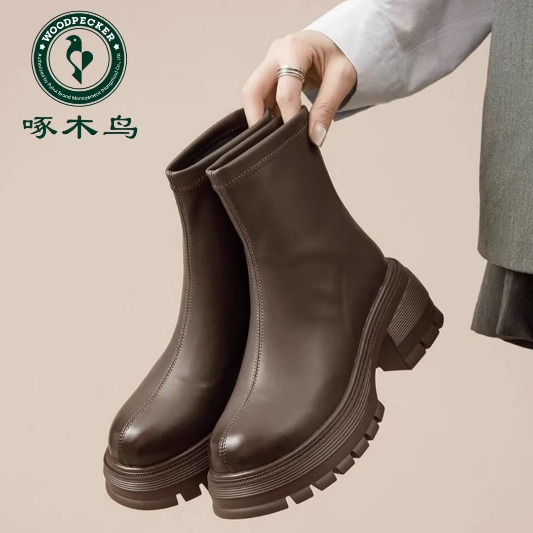 马丁靴女厚底炸街小短靴女2024新款秋冬加绒英伦风切尔西瘦瘦靴子