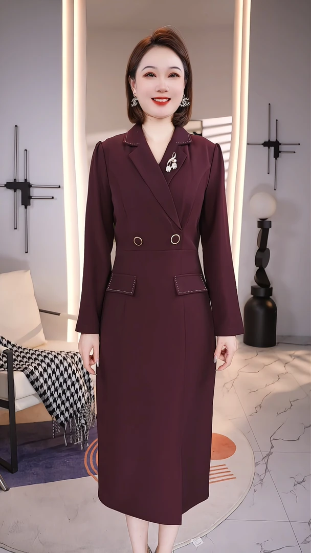 WJ【深圳薇姐清仓】 B高端大码原创显瘦连衣裙送胸针 发顺丰 6330