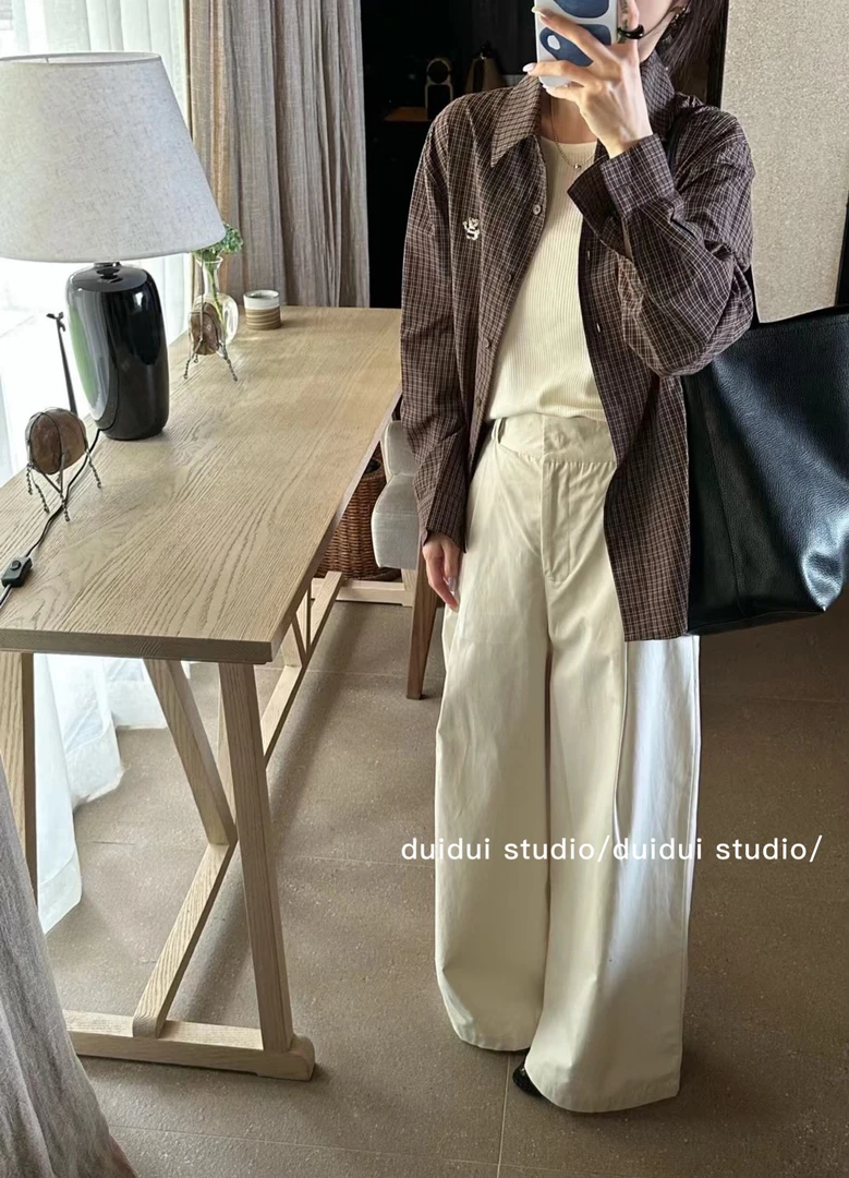 「压褶裤」杏色洋气休闲百搭工装裤