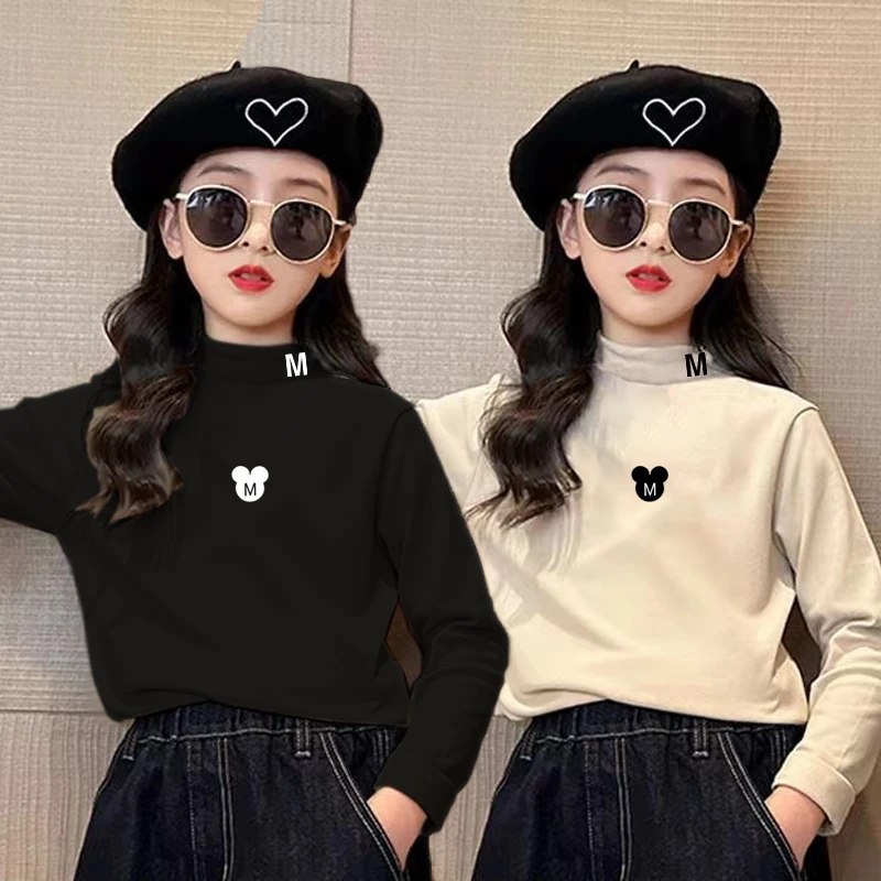 女童双面德绒打底衫中大童半高领女孩长袖T恤洋气儿童保暖内衣