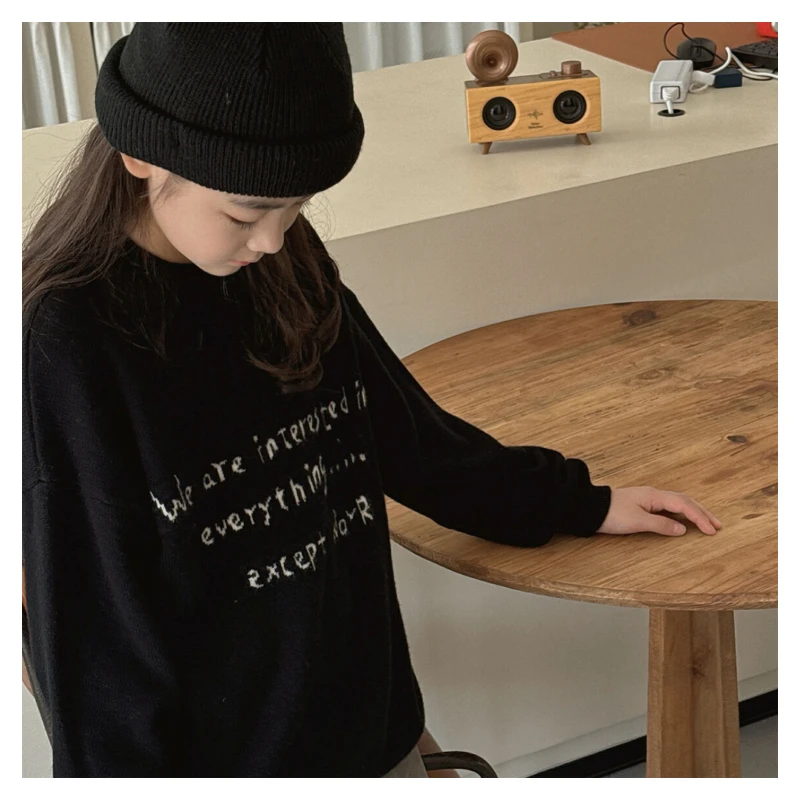 【100%全羊毛】字母儿童简约百搭秋冬加厚圆领长袖针织衫毛衣