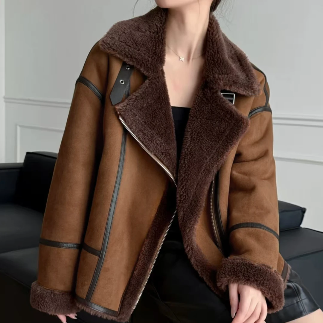 2024新款女装显瘦显高大气时尚皮毛一体大衣气质显瘦外套轻奢冬季